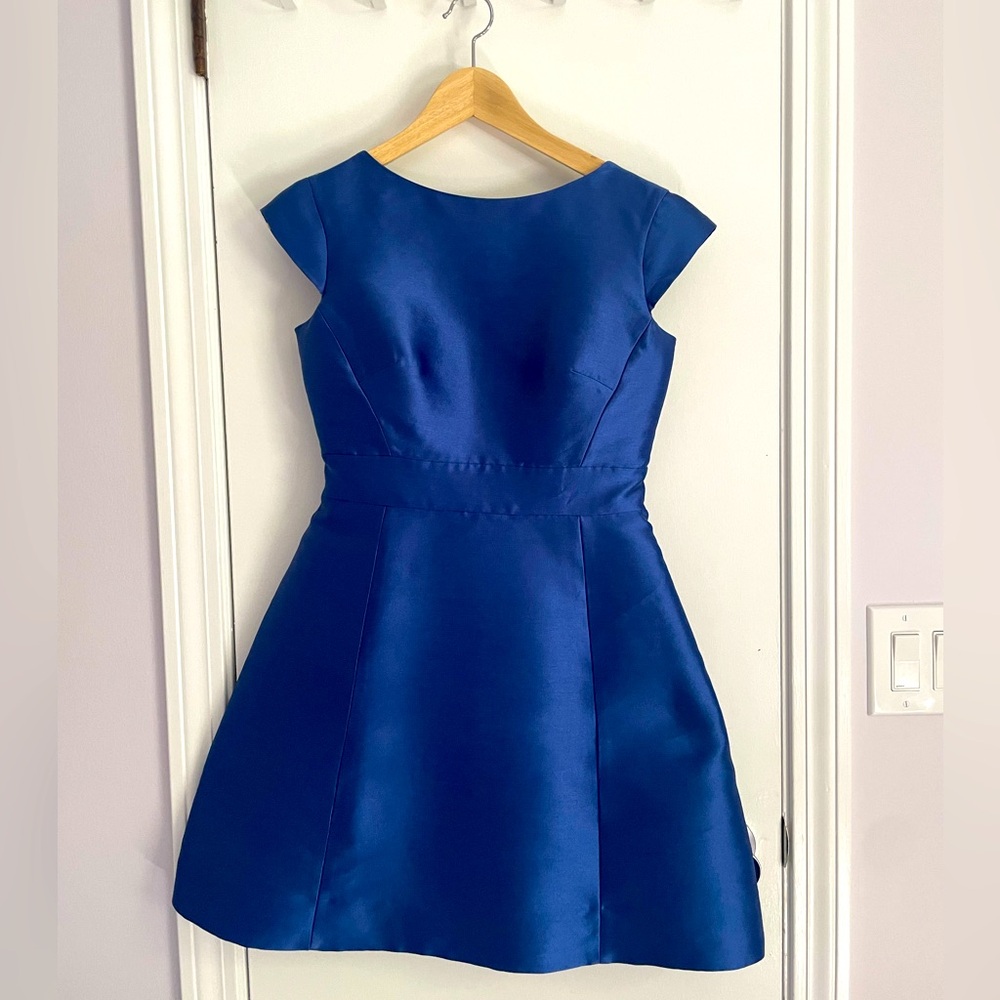 Kate Spade: A-line mini dress, royal blue, semi-backless.